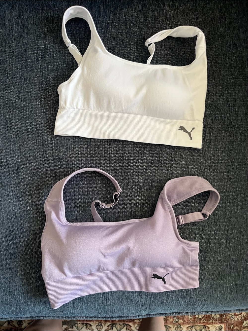 Puma White and Light Purple Seamless Sports Bras